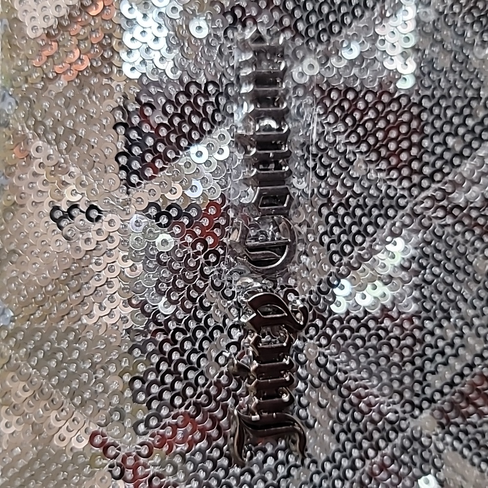 Juicy Couture Silver Sequins Zippered Cosmetic Bag with Small Toiletry Bottle - Picture 2 of 10